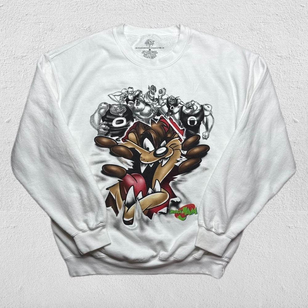 Official Space Jam Monstars Taz Burst Graphic Fleece Crewneck Sweatshirt M